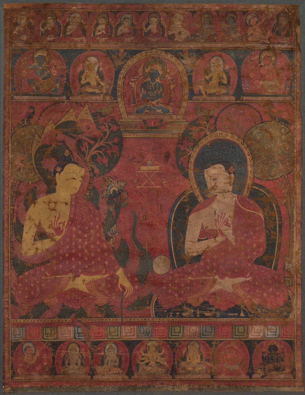 Nagardżuna (ok. 150-250 ne) z buddyjskim mistrzem autorstwa Unknown artist