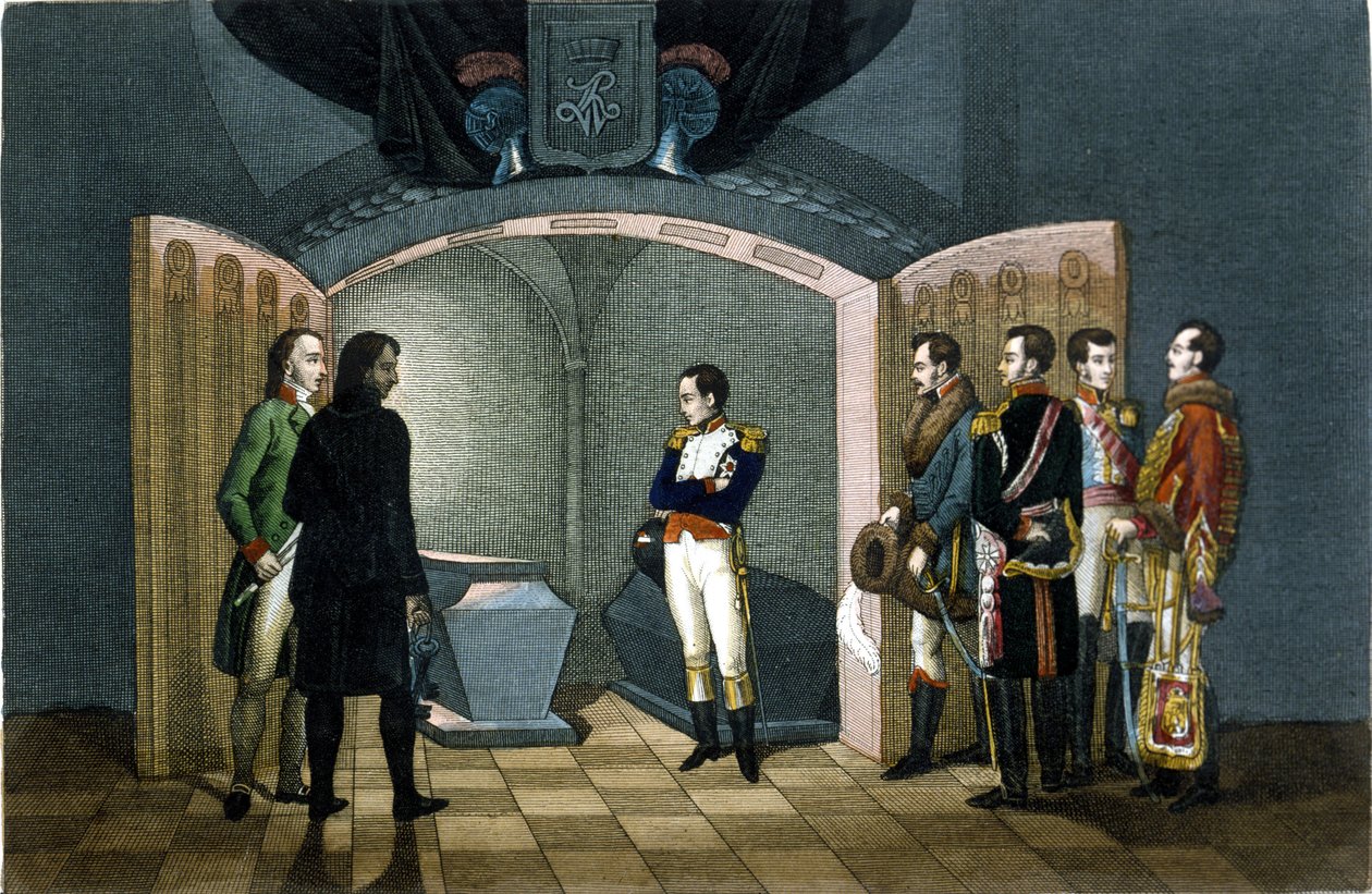 Napoleon Bonaparte przed grobem Fryderyka II Pruskiego. autorstwa Unknown artist