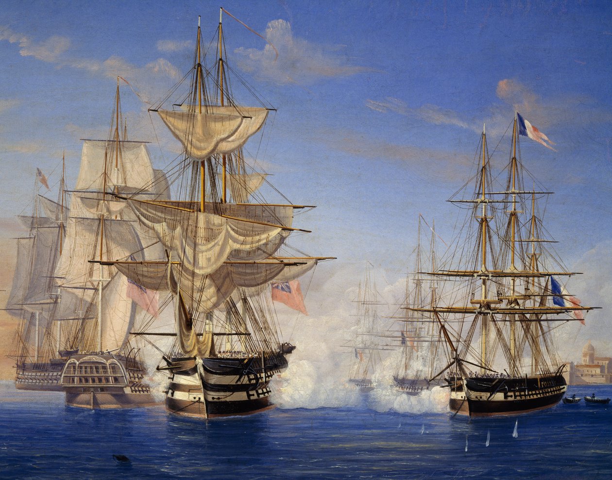 Bitwa morska pomiędzy Francuzami i Brytyjczykami autorstwa Unknown artist