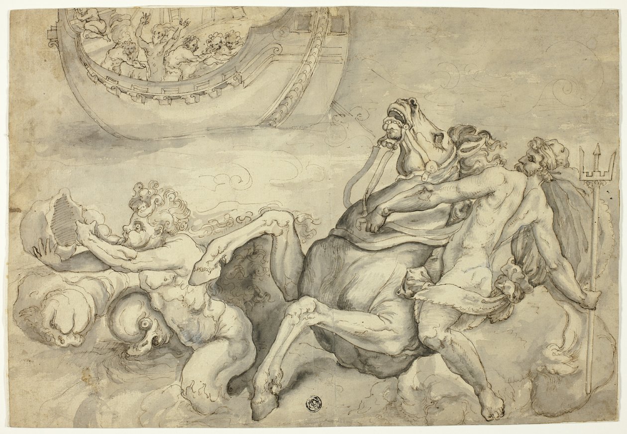 Neptun uspokajający burzę wywołaną przez Eola przeciwko Eneaszowi ("Quos Ego") autorstwa Unknown artist