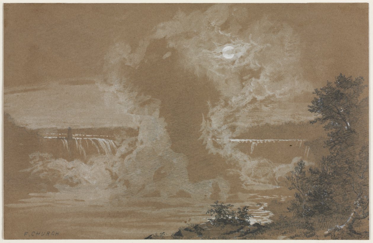 Wodospad Niagara przy świetle księżyca autorstwa Unknown artist