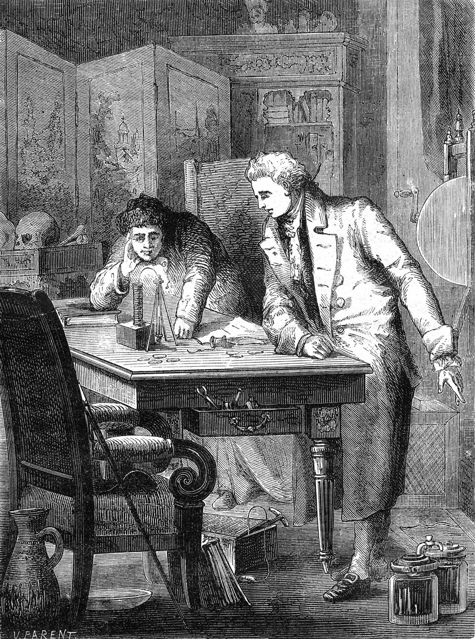 Nicholson i Carlisle rozkładają wodę za pomocą baterii Volty, Londyn, 2 maja 1800 r. autorstwa Unknown artist