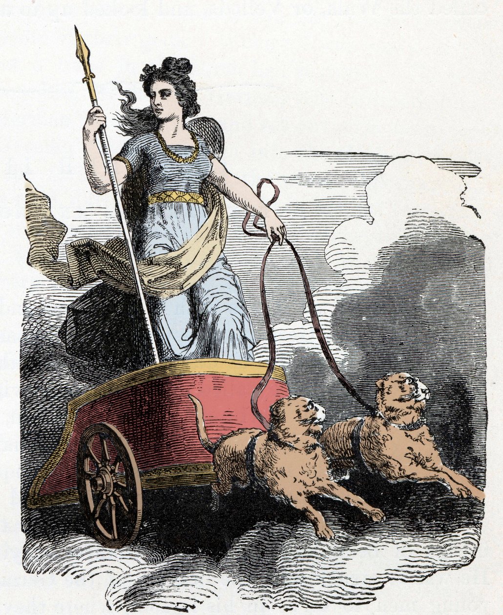 Mitologia nordycka: Frigga - mitologia nordycka: bogini Freyja w swoim rydwanie ciągniętym przez koty autorstwa Unknown artist