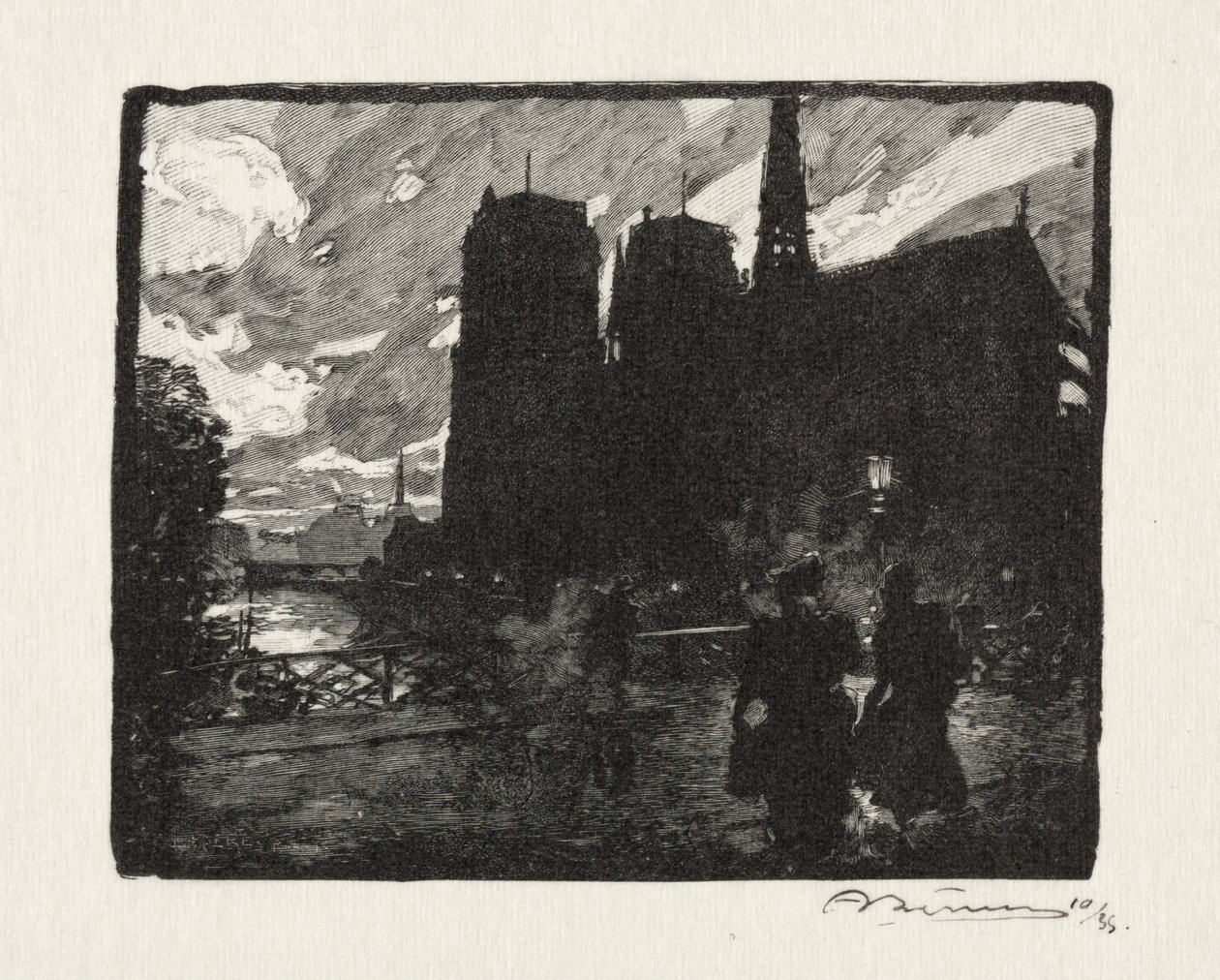 Notre Dame, wieczór autorstwa Unknown artist