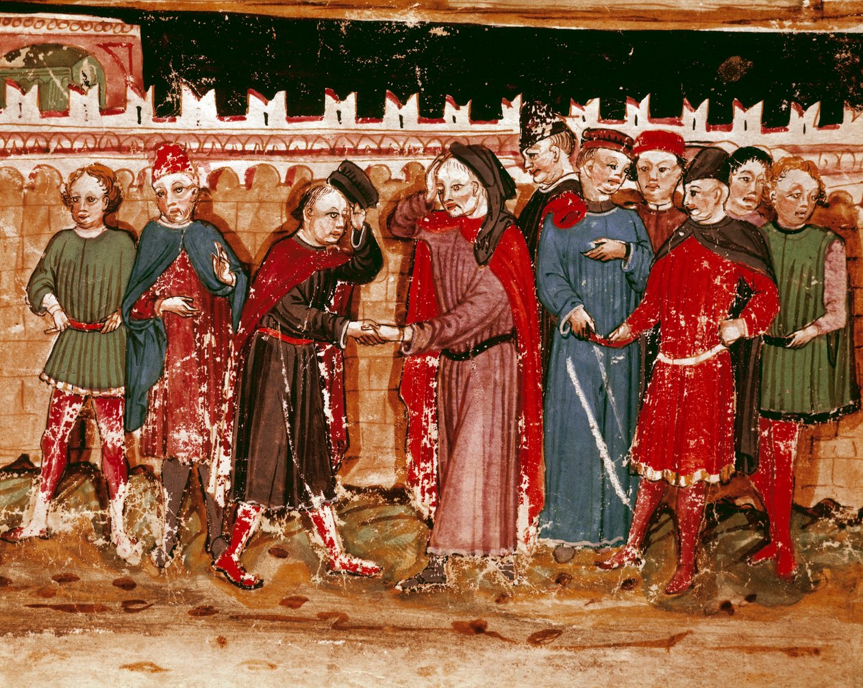 Urzędnicy miniaturowej gabelle z rękopisu (Pani H V-5) „Codex de Privileges”” autorstwa Unknown artist