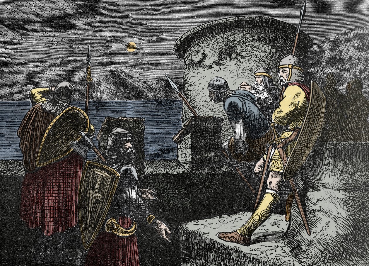 Na poszukiwania ludzi z północy - straż przednia (Varangian) obserwuje horyzont za fortyfikacjami autorstwa Unknown artist
