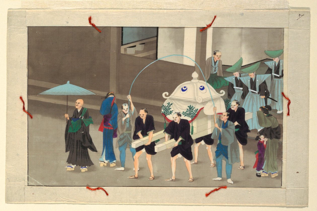 Jedna z szesnastu scen śmierci i pochówku mężczyzny autorstwa Unknown artist