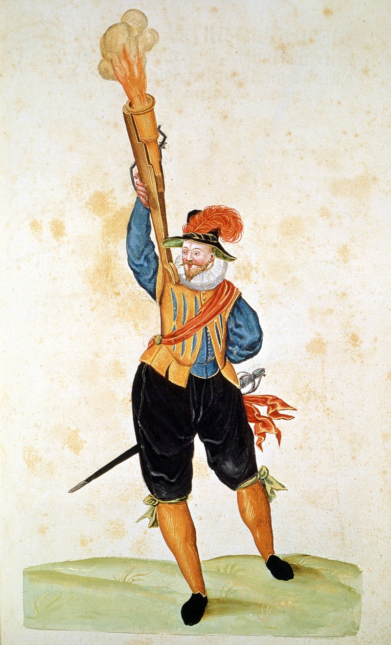 Jedna z pierwszych broni palnych - w „Podręczniku pirotechniki, zbrojowni i fortyfikacji” ”z XVI wieku. autorstwa Unknown artist