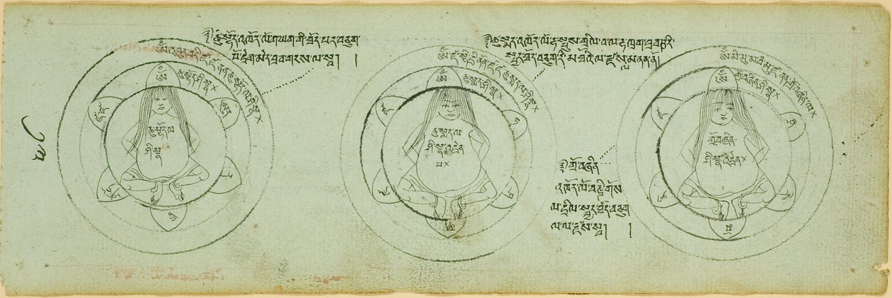 Strona z manuskryptu z diagramami chroniącymi przed chorobami dzieci autorstwa Unknown artist