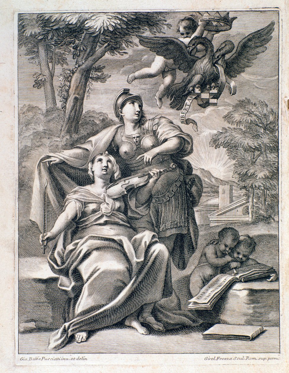 Strona frontyspisu partytury muzycznej „” Opus 1”” (12 dużych koncertów) Pietro Locatelli (1695-1764) – Nuty do „” 12 Grossos concertos” Locatelli 1721 Bolonia, miejskie muzeum muzyczne autorstwa Unknown artist