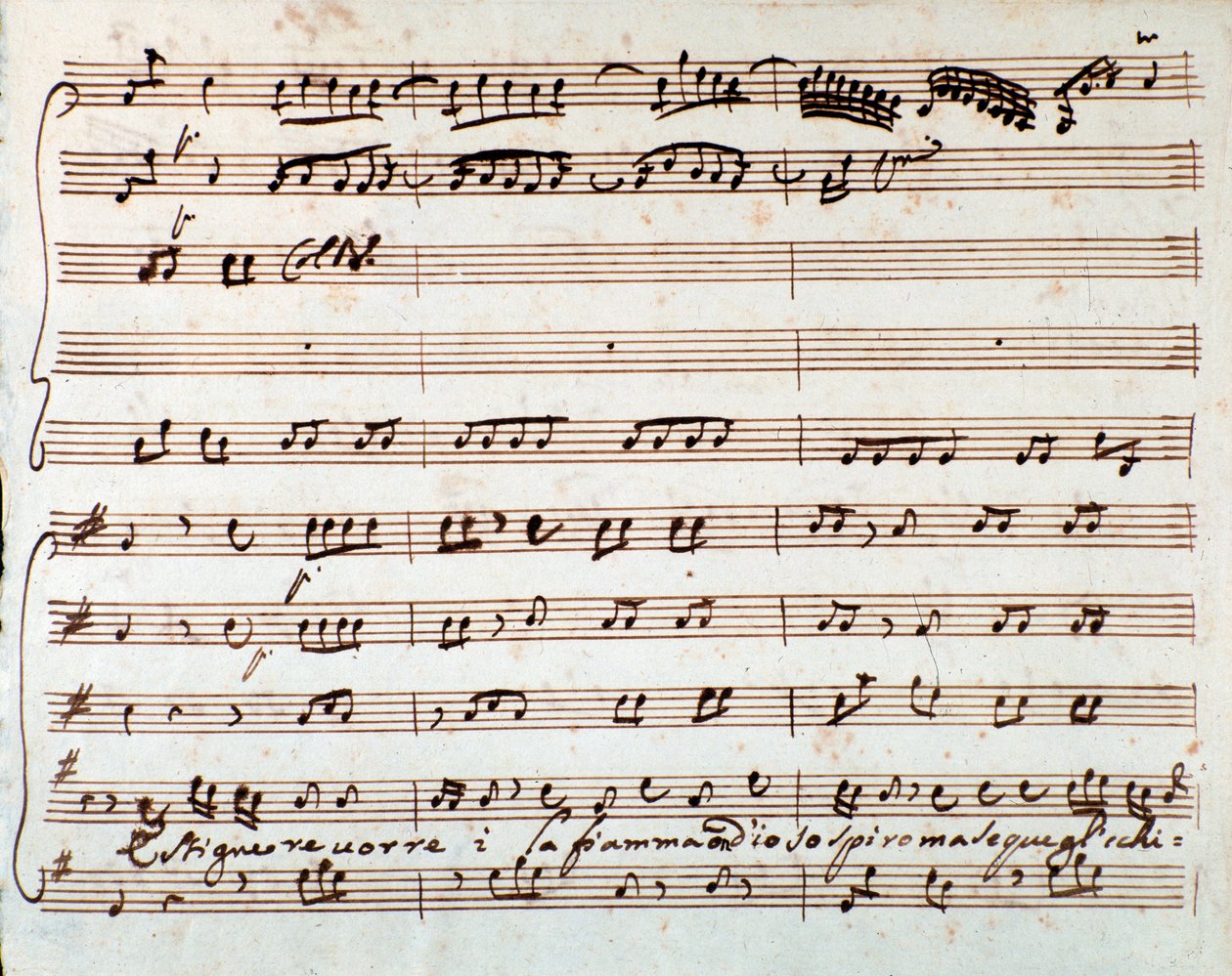 Strona z partyturą Gaszenie Chciałbym powietrze w operze Griselda Antonio Vivaldi autorstwa Unknown artist
