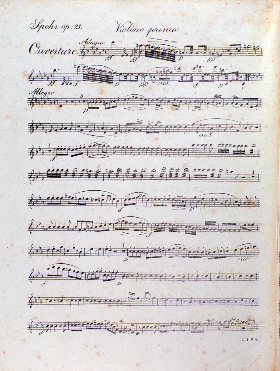 Strona partytury muzycznej uwertury „Alruna” Louisa Spohr autorstwa Unknown artist