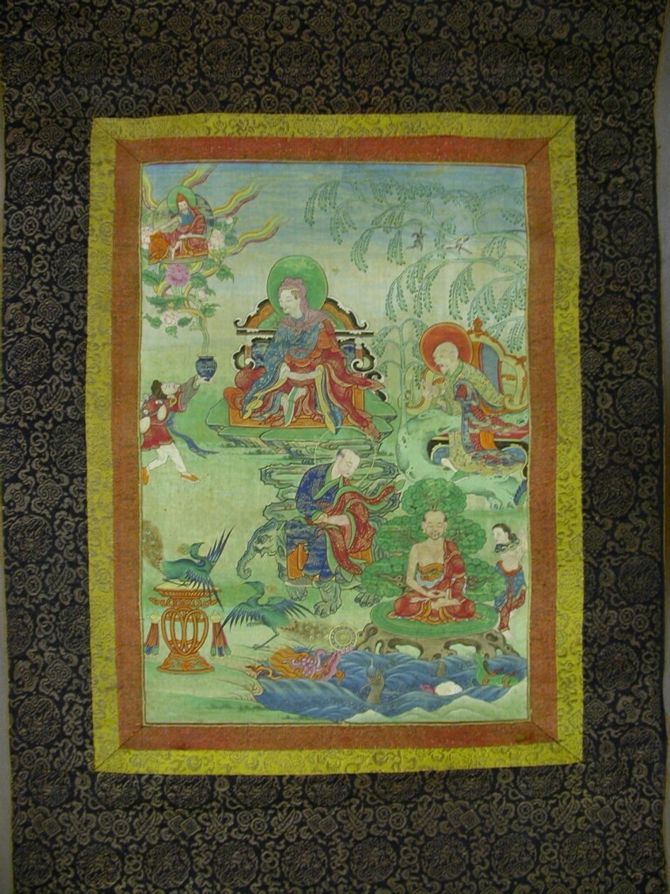 Malowany sztandar (tangka) z zestawu siedmiu na cześć Gayadhary, pandity Sakya z Indii autorstwa Unknown artist