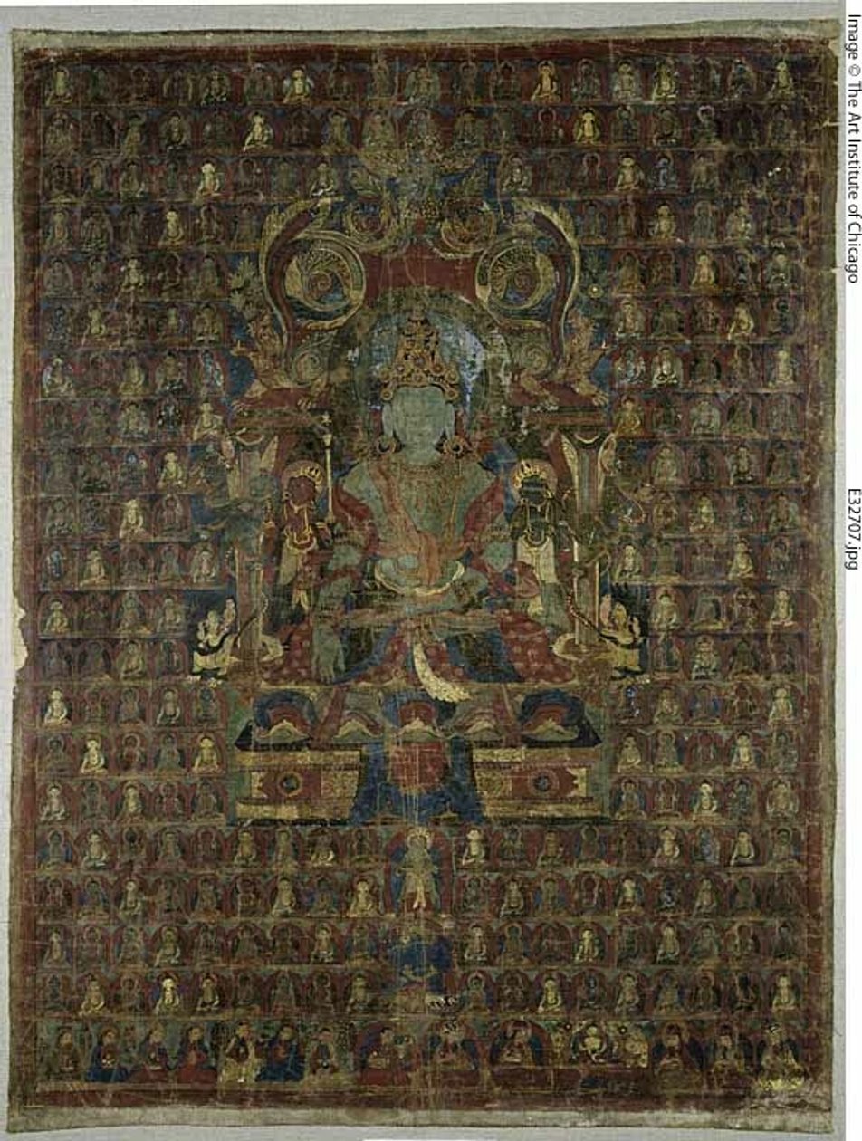 Malowany sztandar (tangka) bóstwa Bon Tonpy Shenrapa autorstwa Unknown artist