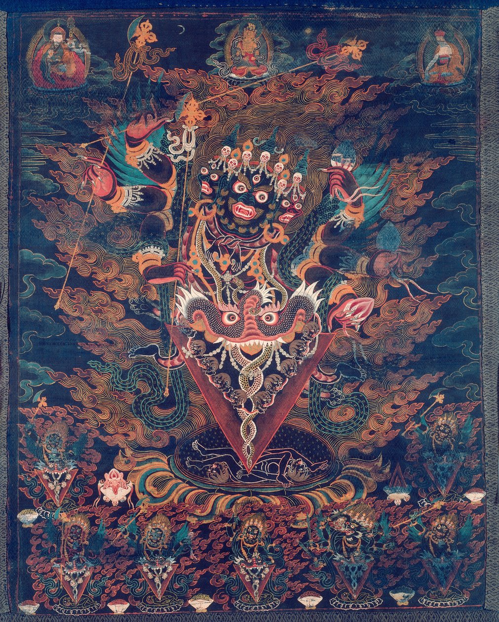 Malowany sztandar (tangka) z Guru Dragpurem, gniewną formą Padmasambhawy autorstwa Unknown artist