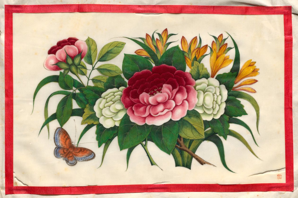 Obraz Dziesięć z Ilustrowanej księgi kwiatów i motyli autorstwa Unknown artist