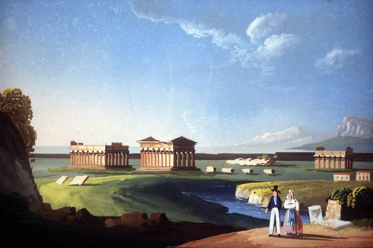 Obraz przedstawiający świątynie Paestum, obecne Capaccio. autorstwa Unknown artist
