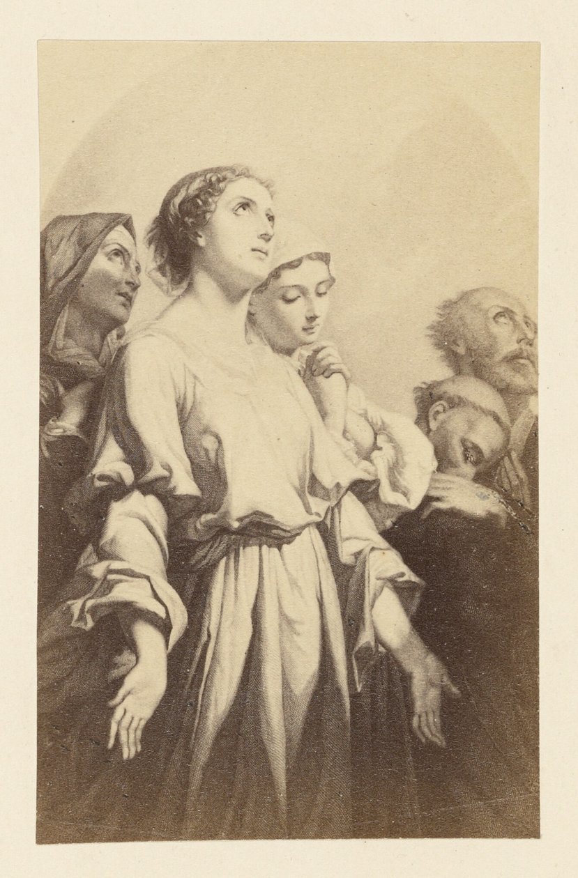 [Obraz kobiety z dłońmi skierowanymi do góry]. autorstwa Unknown artist