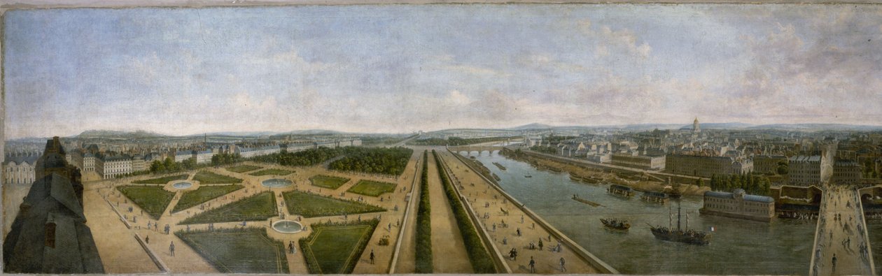 Panorama Paryża z dachu Pavillon de Flore w Tuileries, ok. 1833 (olej na płótnie) autorstwa Unknown artist