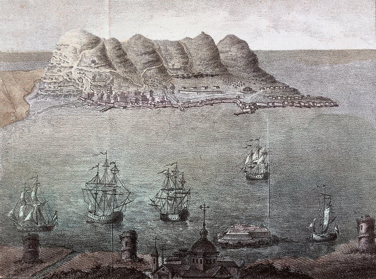 Panoramiczny widok na Gibraltar i Detroit. XIX-wieczny Madryt, Biblioteka Narodowa autorstwa Unknown artist