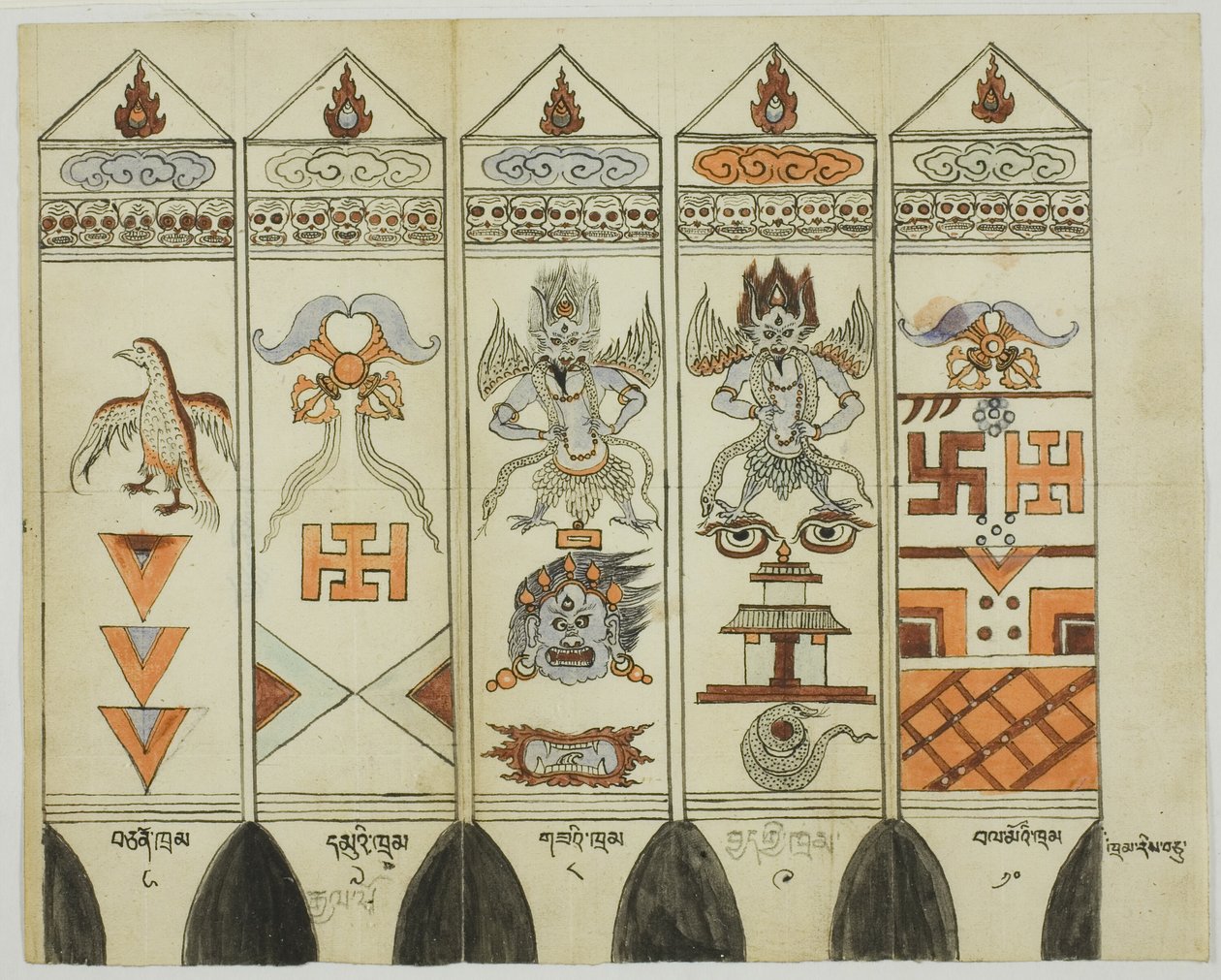 Część dziesięcioczęściowego zestawu drukowanych palików rytualnych (Khram Shing) autorstwa Unknown artist