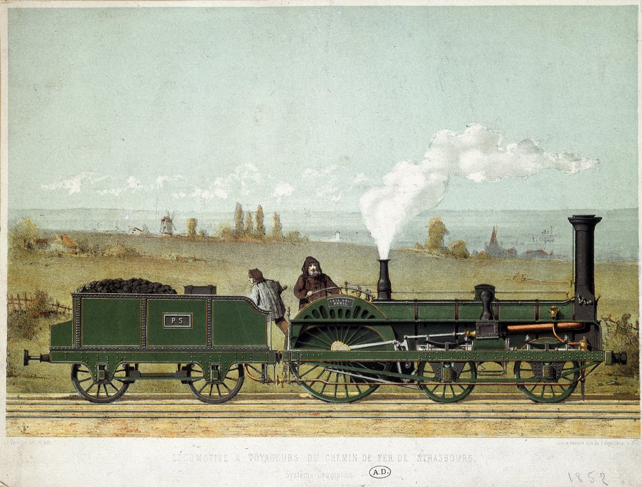 Lokomotywa pasażerska kolei strasburskiej (system Crampton) autorstwa Unknown artist
