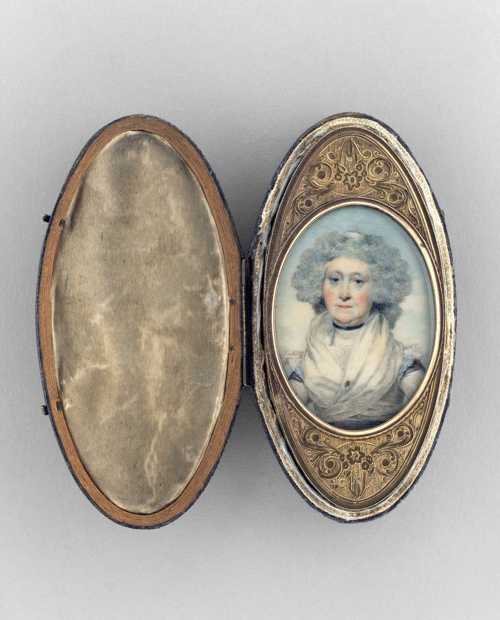 Patch Box z portretem kobiety, ok. 1780 (akwarela na kości słoniowej, pozłacanej miedzi i szkle) autorstwa Unknown artist