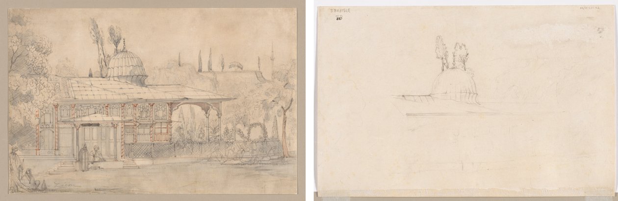 Pawilon przy meczecie (recto) Szkic do pawilonu przy meczecie (verso) autorstwa Unknown artist