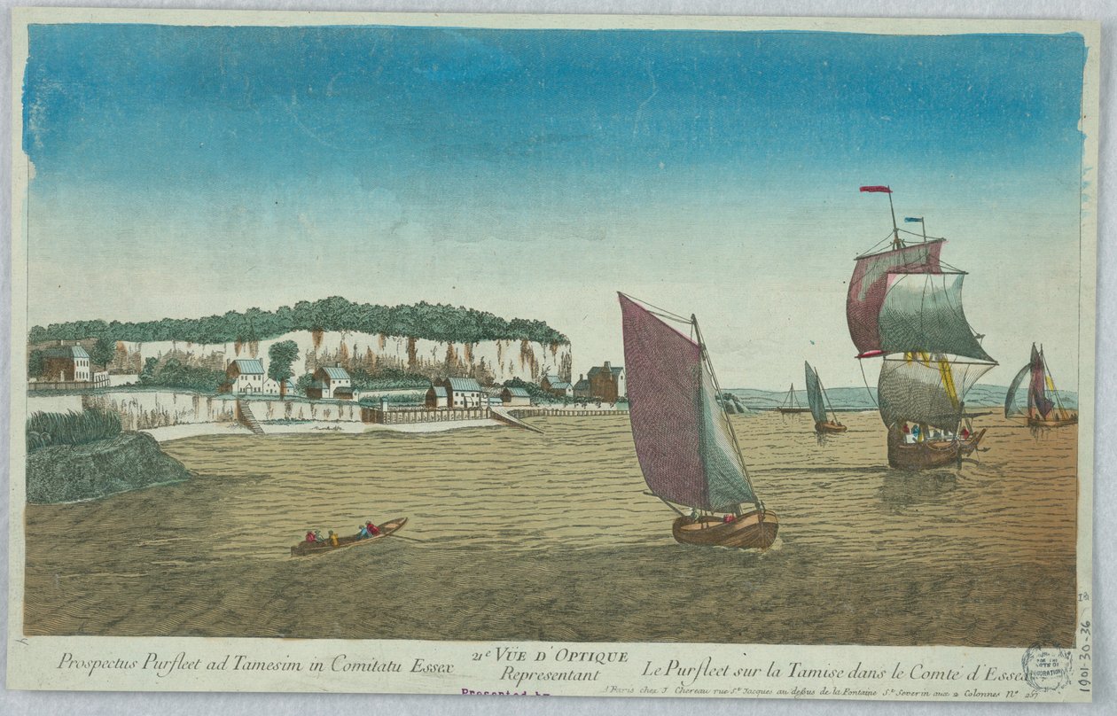 Peep-show, 21. Vue d/Optique Representant Prospectus Purfleet ad Tamesim w Comitatu Essex/The Purfleet na Tamizie w hrabstwie Essex autorstwa Unknown artist