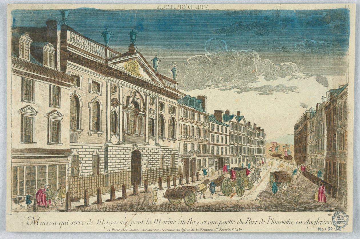 Peep-show, Maison Quiserie de Magasins, dla Royal Navy i część portu Plimmouthe w Anglii autorstwa Unknown artist