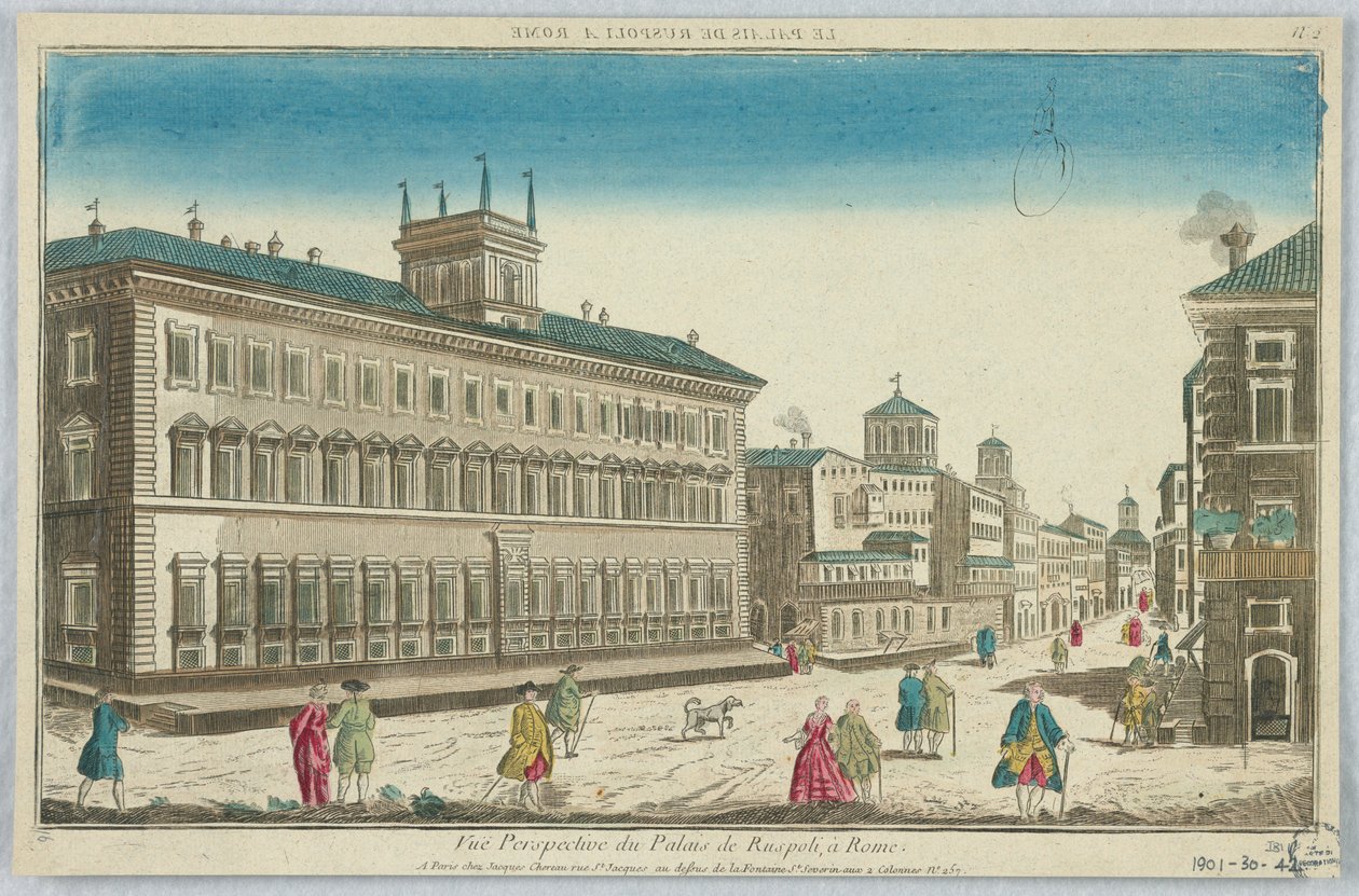 Peep-show, Widok perspektywiczny Pałacu Ruspoli, w Rzymie, nr. 2 autorstwa Unknown artist
