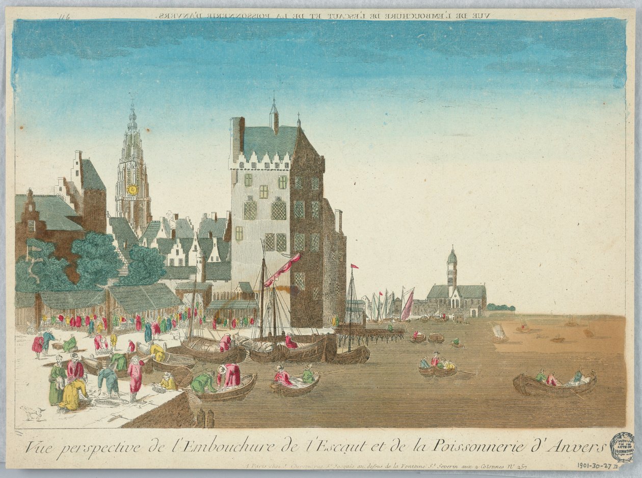 Peep-show, widok perspektywiczny ust Skaldy i tynku Antwerpii autorstwa Unknown artist