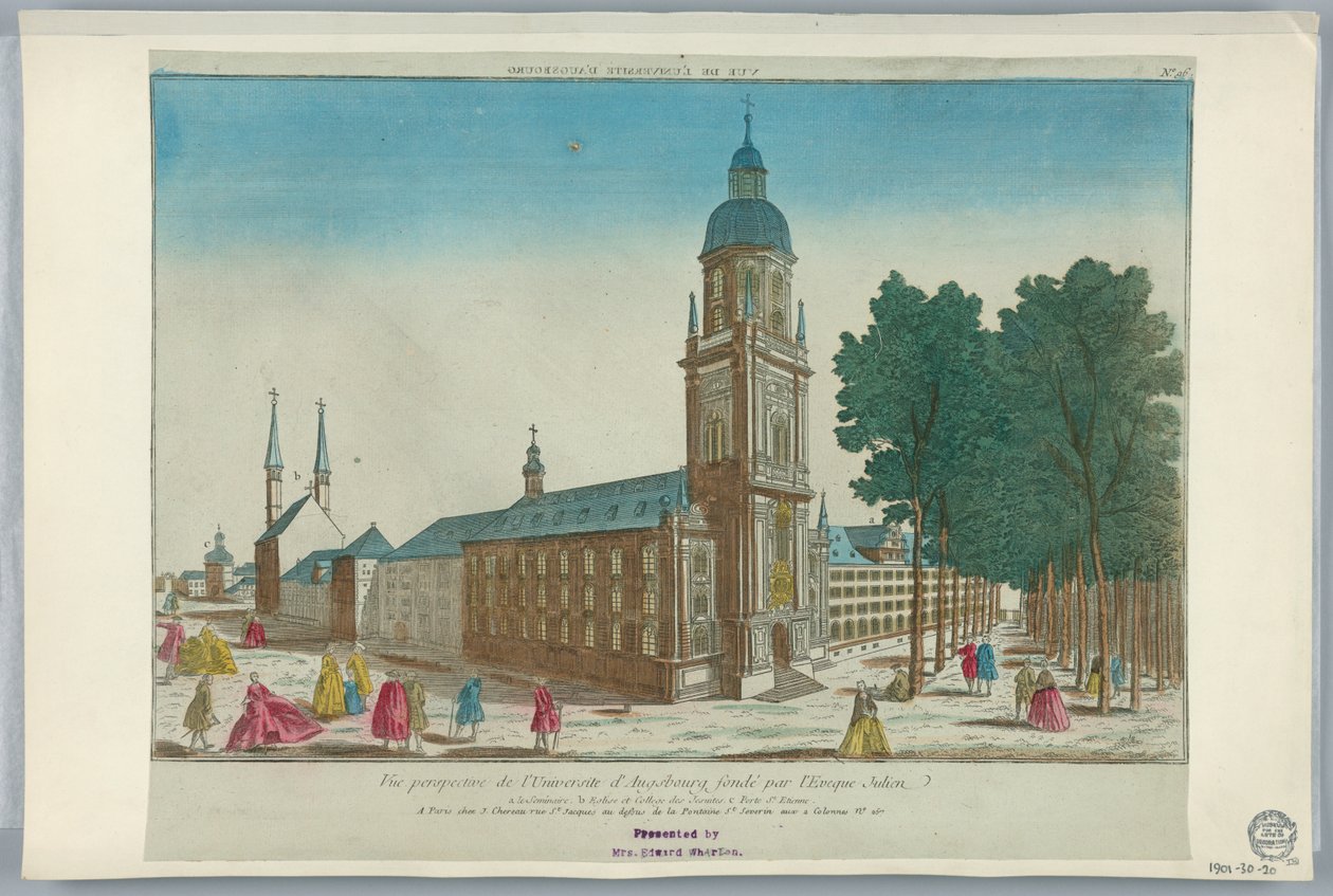 Peep-show, Widok perspektywiczny Uniwersytetu w Augsburgu założonego przez biskupa Juliena, nr 96 autorstwa Unknown artist