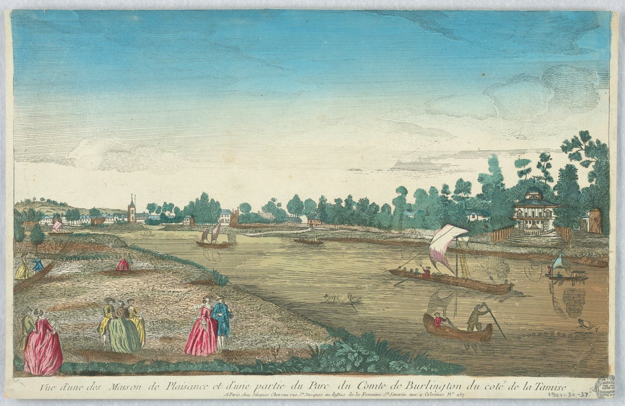 Peep-show, widok jednego z domów przyjemności i część hrabiego Burlington od strony Tamizy autorstwa Unknown artist