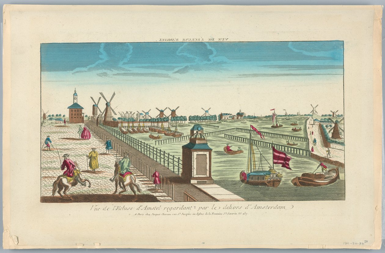 Peep-show, widok na śluzę Amstel wychodzącą poza Amsterdam autorstwa Unknown artist