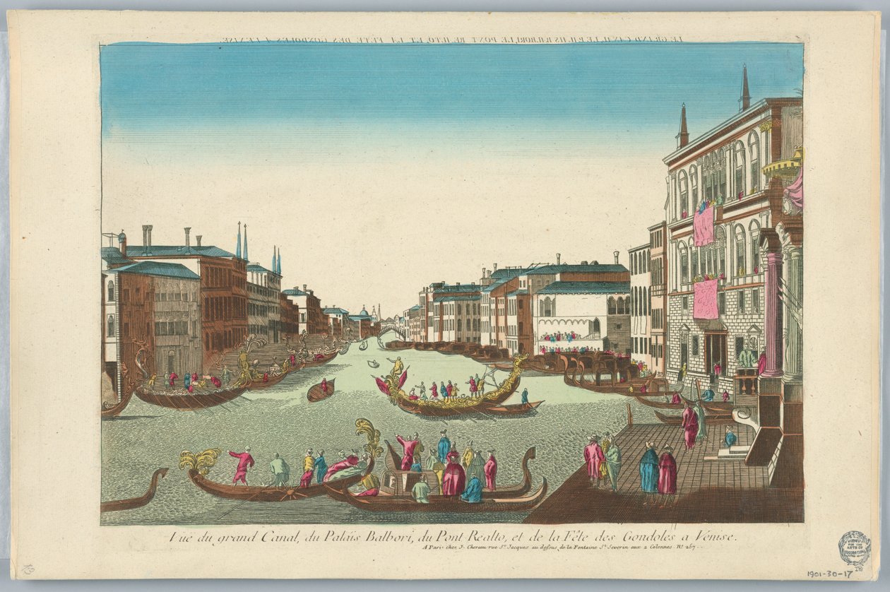 Peep-show, Widok na Canal Grande, Pałac Balbori, Most Realto i Festiwal Condoles w Wenecji autorstwa Unknown artist