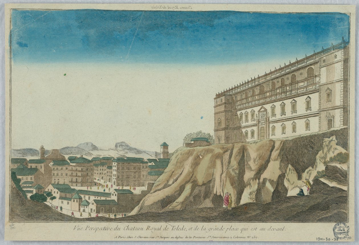 Peep-show, widok perspektywiczny na Zamek Królewski w Toledo i Wielki Plac, który znajduje się z przodu autorstwa Unknown artist