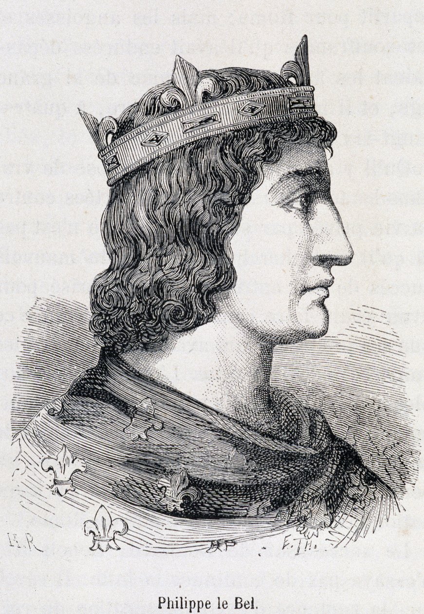 Philippe IV le Bel (1268 - 1314) - w „Historia ludowa Francji” Henri Martin, Jouvet, Paryż, T.1 autorstwa Unknown artist