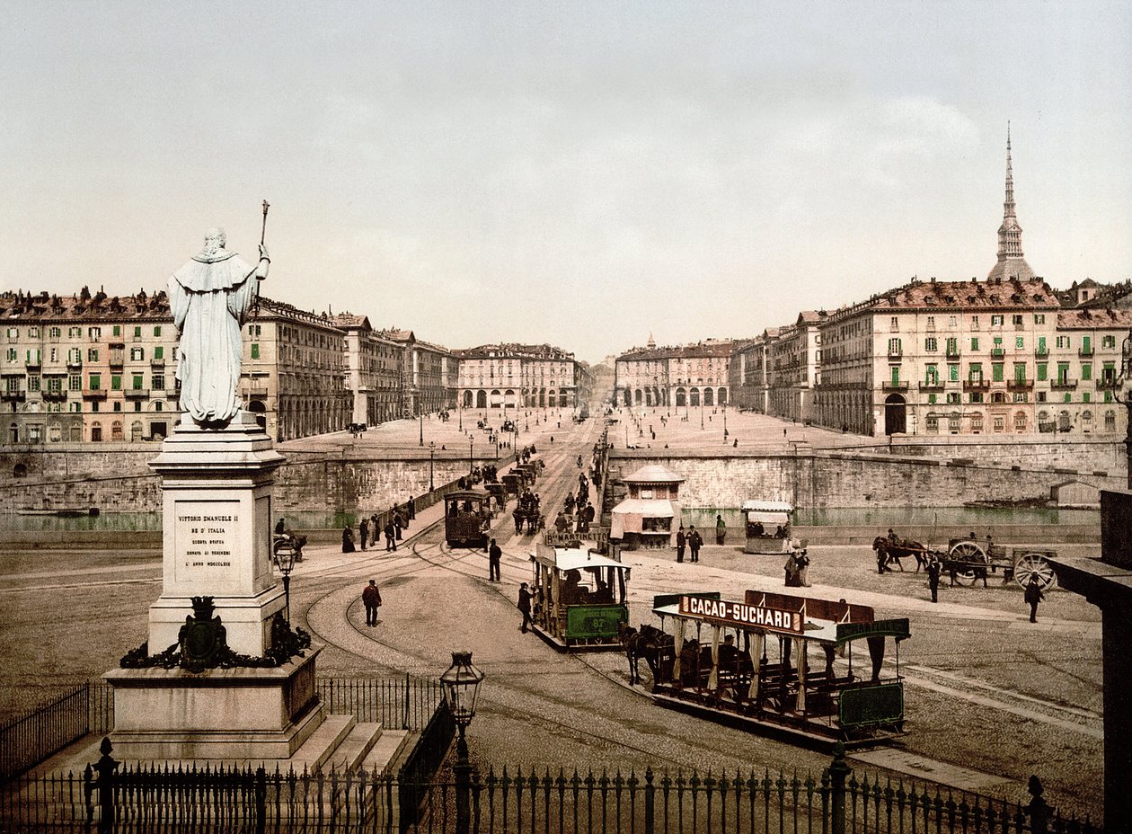 Piazza Vittorio Emanuele w Turynie (Turyn), Włochy w 1890 r. autorstwa Unknown artist