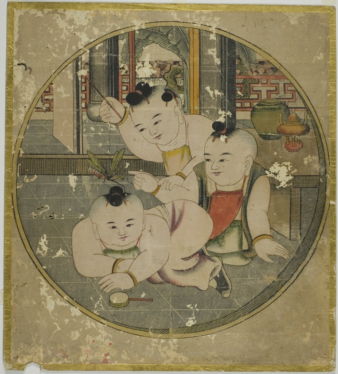 Zdjęcie Modliszki i trójki dzieci 蟷螂三童図 (Tourou sandou zu) autorstwa Unknown artist