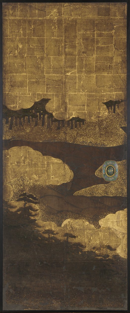 Sosny, woda i chmury autorstwa Unknown artist