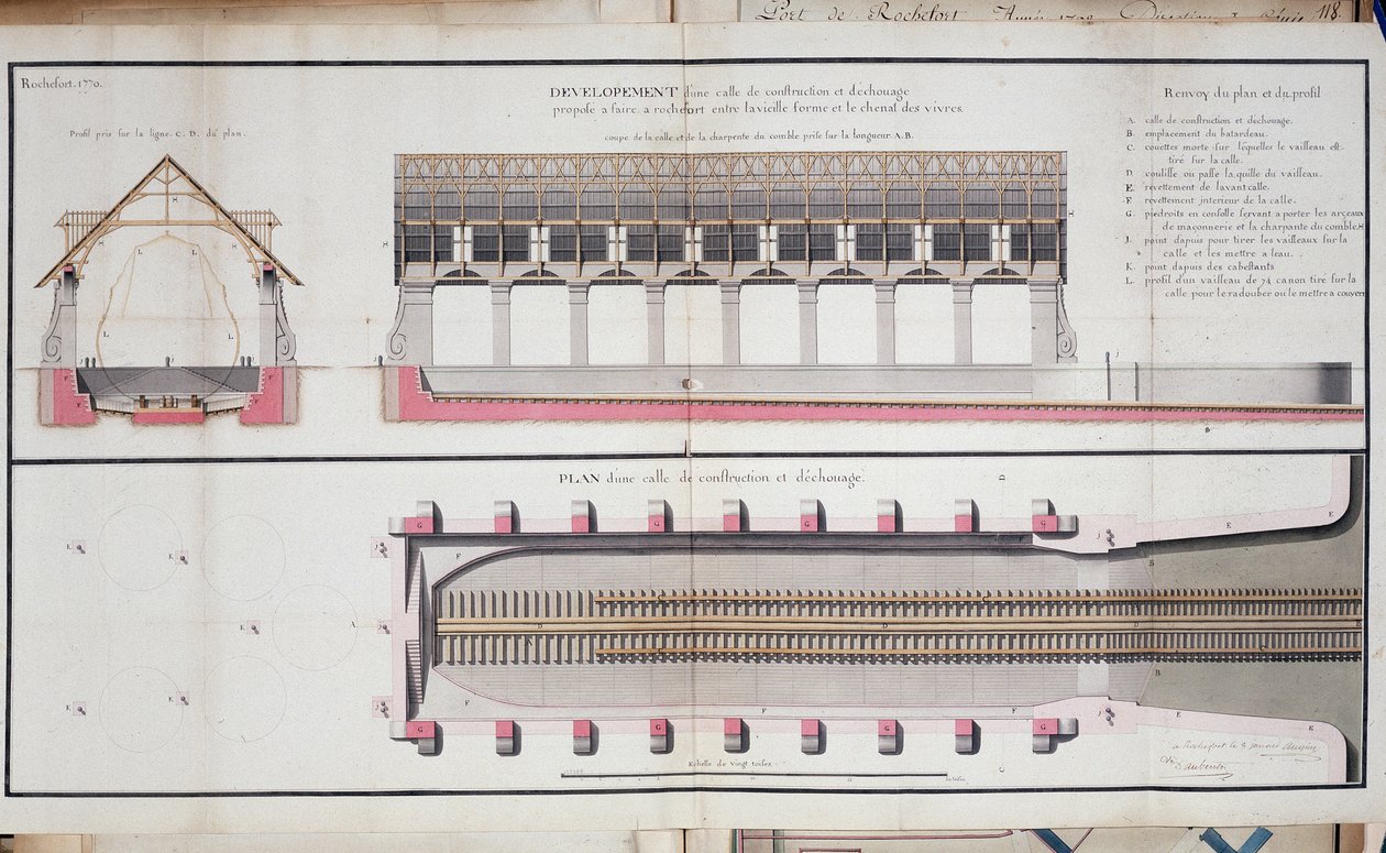 Plan budowy i uziemienia portu Rochefort autorstwa Unknown artist