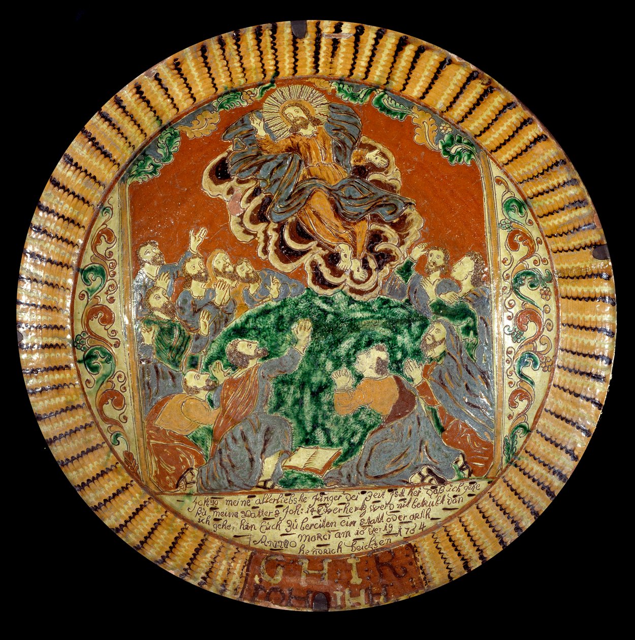 Talerz z lakierowanej ziemi przedstawiający Wniebowstąpienie Chrystusa. 1752. Sevres, Narodowe Muzeum Ceramiki autorstwa Unknown artist