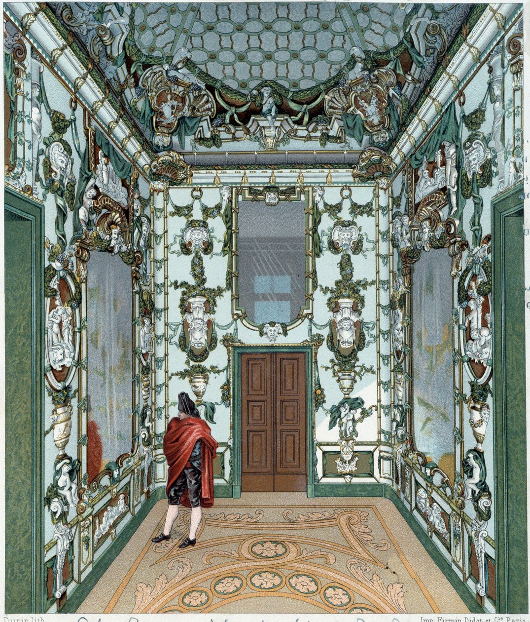 Salon porcelany Pałacu Królewskiego w Madrycie. Grawerowanie XVIII wieku. Paryż, Sztuka Dekoracyjna autorstwa Unknown artist