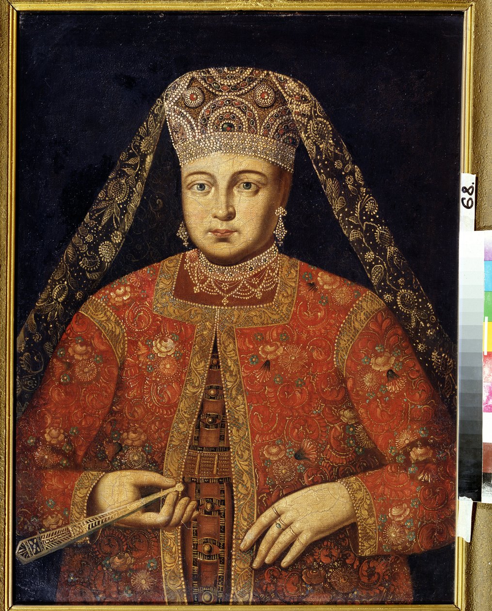 Portret carycy Marfy Matveyevny (1664-1715) (Portret carycy Marfy Matveyevna). Peinture anonyme, 79 x 60 cm, debiut 18e siecle. Muzeum Sztuki im. M.Tuganova Północnej Osetii, Vladikavkas (ros.). autorstwa Unknown artist