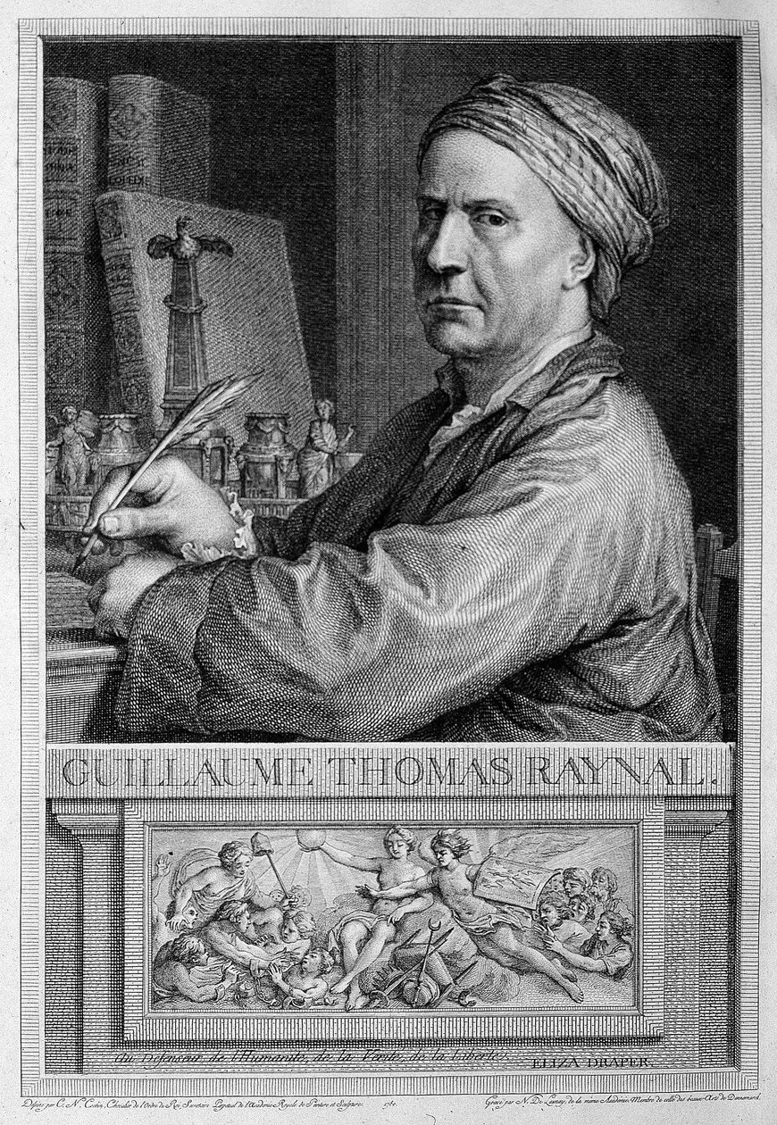 Frontyspisowy portret Raynala - w „” Filozoficznej i politycznej historii osadnictwa europejskiego i handlu w dwóch indeksach”” Guillaume Thomas Raynal. autorstwa Unknown artist