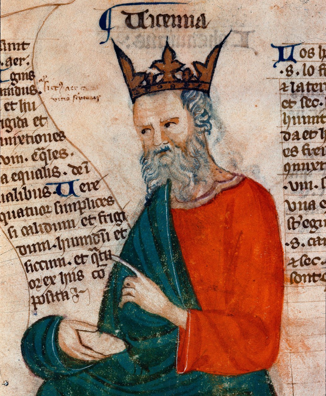 Portret Abu Ali al Husaina ibn Abdallaha ibn Sina (Awicenna). Avicenne (980-1037), irański lekarz i filozof. Miniatura z XIV wieku. Florencja, Nazionale Biblioteca. autorstwa Unknown artist