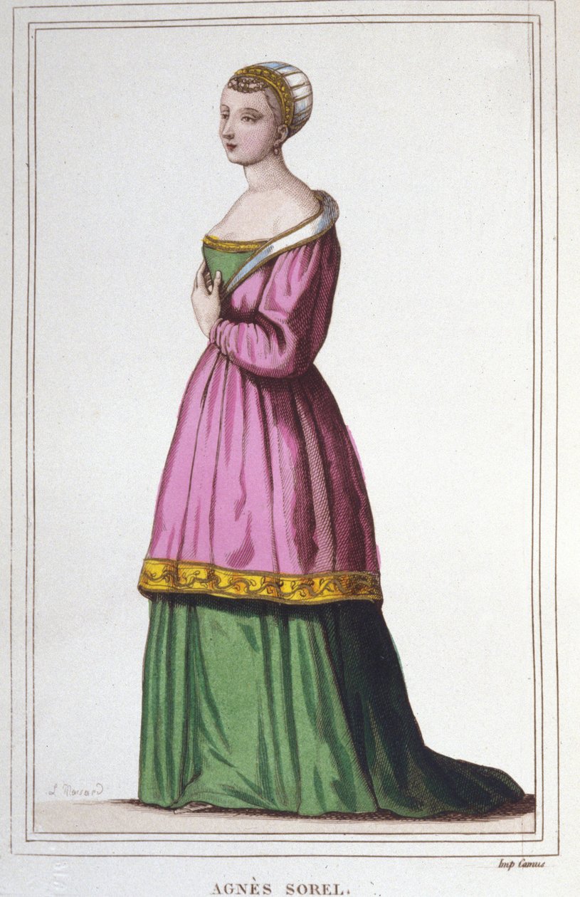 Portret Agnes Sorel (1422-1450) (Pani Beaute sur Marne) (Beaute-sur-Marne). Ulubieniec króla Karola VII. grawerunek z 1830 autorstwa Unknown artist