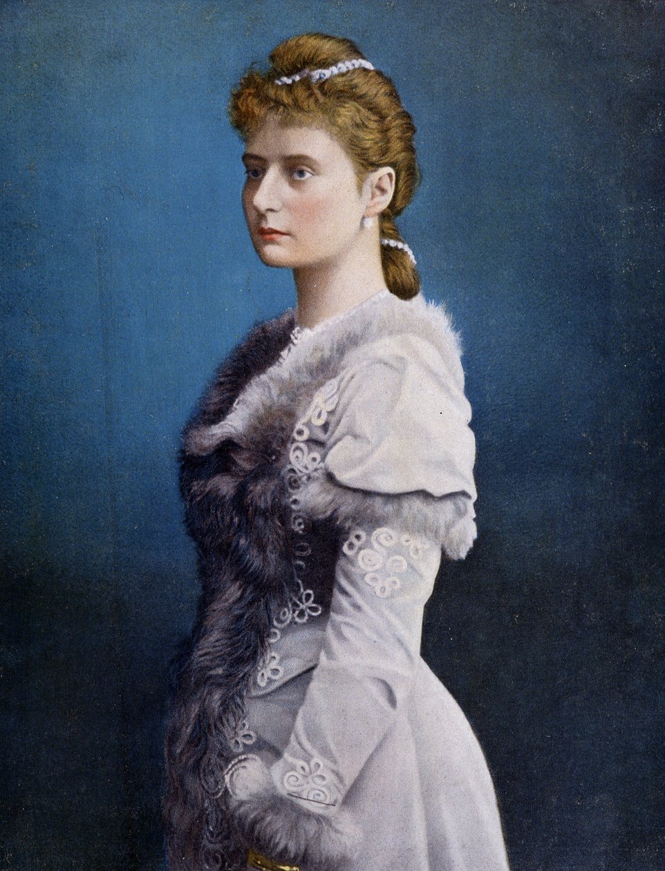 Portret Aleksandry Fiodorowny (Aliks Hesji i Renu, Aleksandra Fiodorowna Romanowa, Aleksandra Fiodorowna Romanowa, Wiktoria Alix Helene Louise Beatrice z Hesji i Renu, Alix de Hesse-Darmstadt (Alix Hesji Darmstadt) (1872-1918), Imperres autorstwa Unknown artist