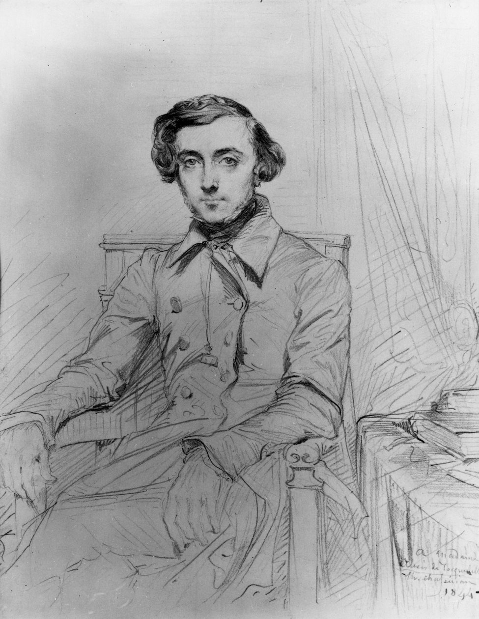 Portret Alexisa de Tocqueville (1805-1859). autorstwa Unknown artist